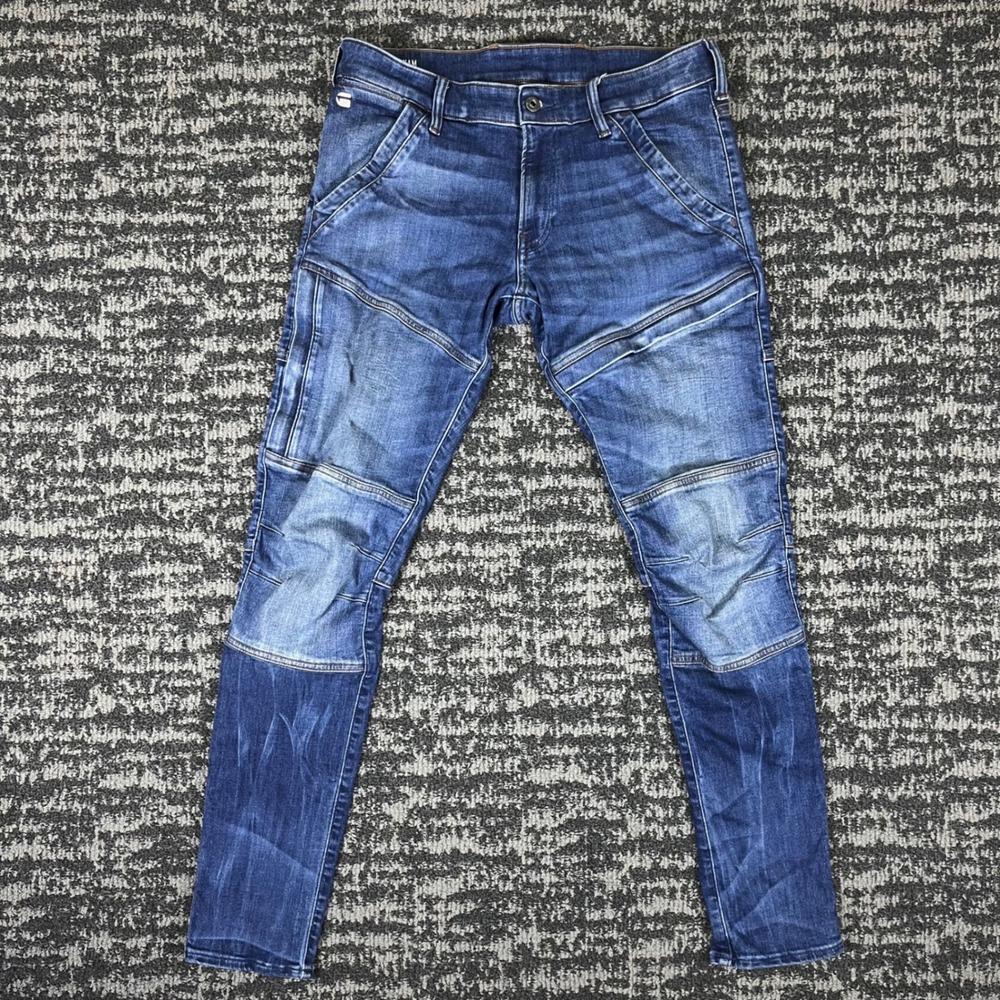 G-Star Raw Rackam Skinny Jeans Mens 33x32 Blue Paneled Moto Tactical D06763-8968